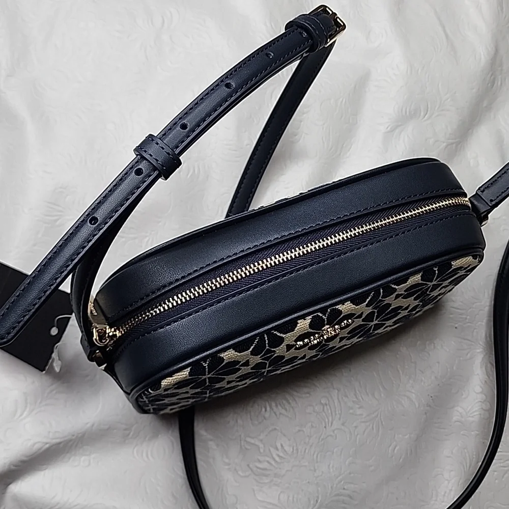 Kate Spade Crossbody Signature Purse Mini Camera Bag Navy Blue Spade Flower NEW